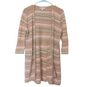 Coldwater Creek Petite Medium PM Knit Open Cardigan Duster Pink Sand Color